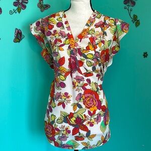 CHAUS Women’s Print Flutter Sleeve Top